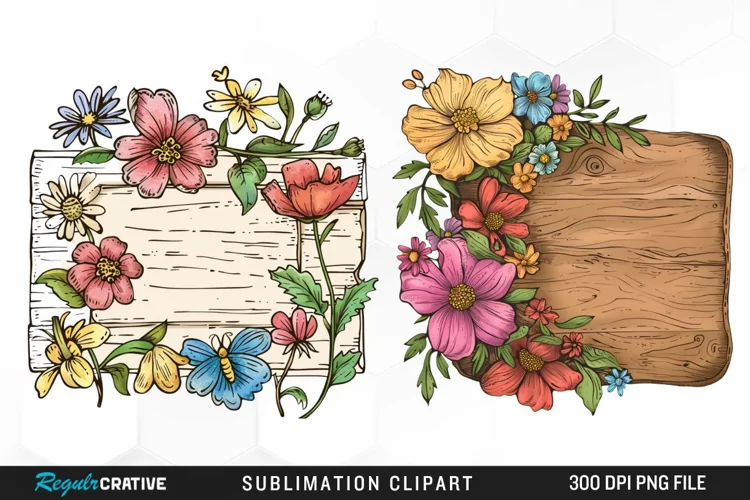 Watercolor Wooden Spring Plaques Exquisite Clipart