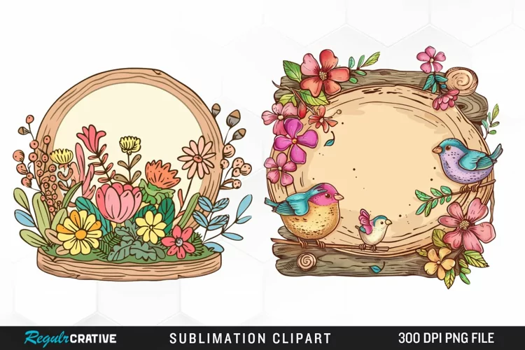 Watercolor Wooden Spring Plaques Exquisite Clipart