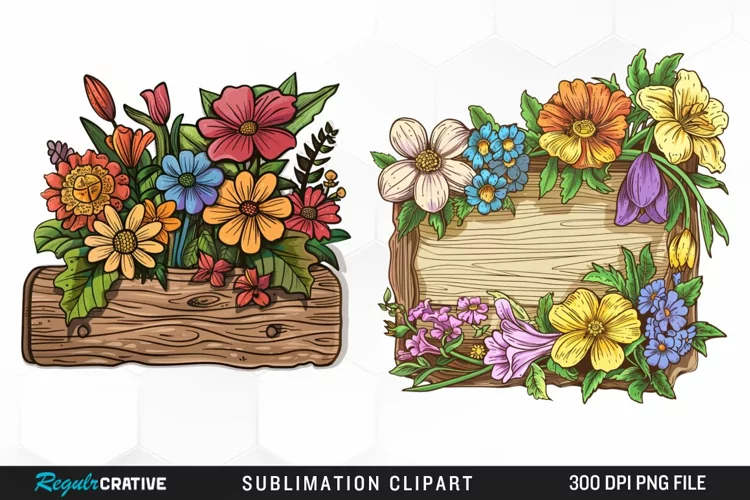 Watercolor Wooden Spring Plaques Exquisite Clipart