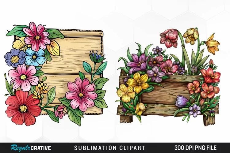 Watercolor Wooden Spring Plaques Exquisite Clipart