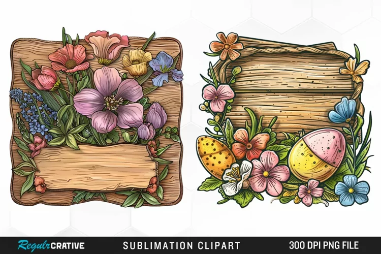 Watercolor Wooden Spring Plaques Exquisite Clipart