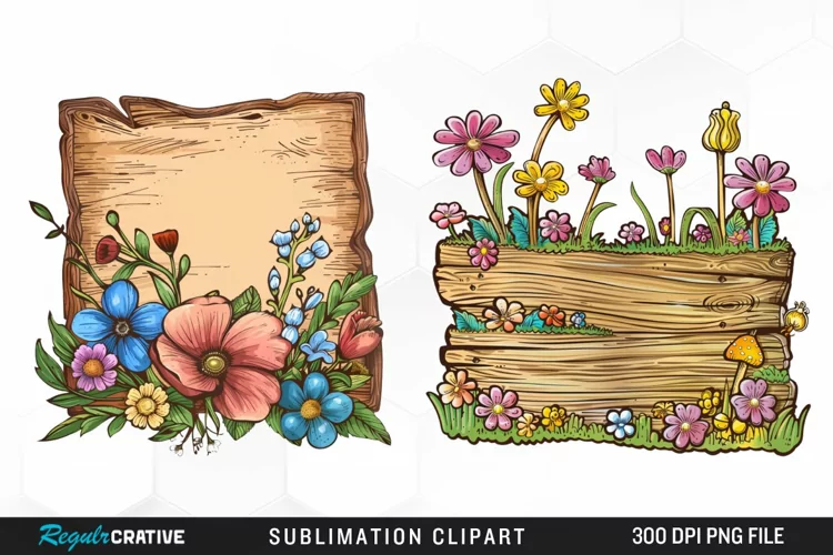 Watercolor Wooden Spring Plaques Exquisite Clipart