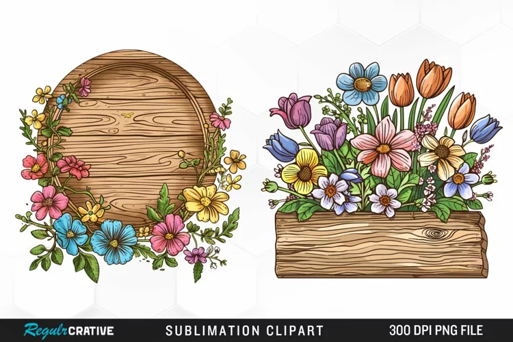 Watercolor Wooden Spring Plaques Exquisite Clipart