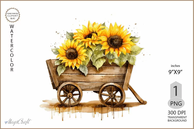 Sunflower Wheelbarrow png| Sunflower Provence sublimation
