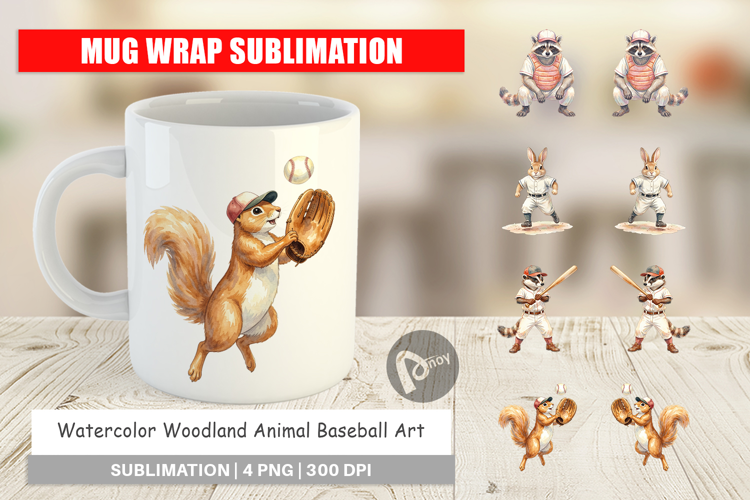 Woodland Animal Baseball Mug Wrap