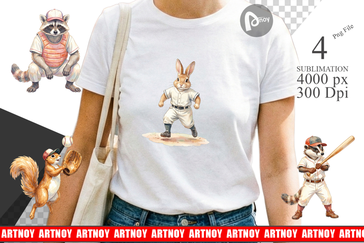 Woodland Animal Baseball Sublimation