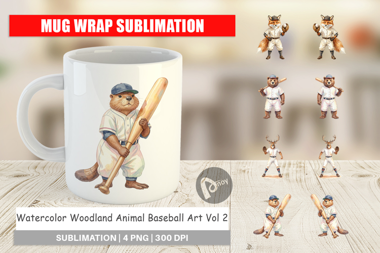 Woodland Animal Baseball Mug Wrap