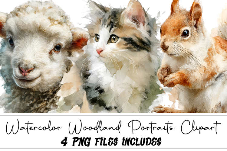 Watercolor Woodland Portraits Clipart