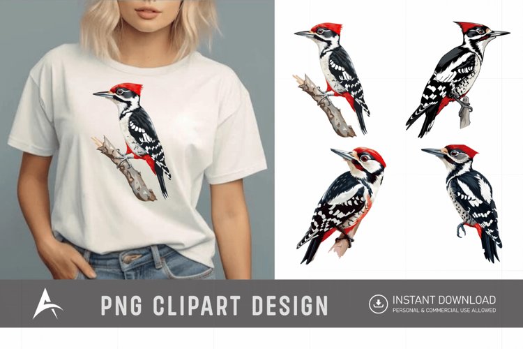 Watercolor Woodpecker Clipart