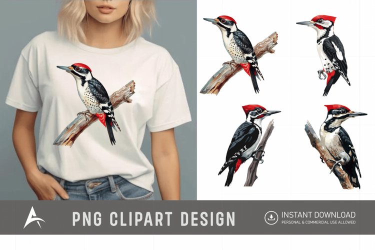 Watercolor Woodpecker Clipart example image 1