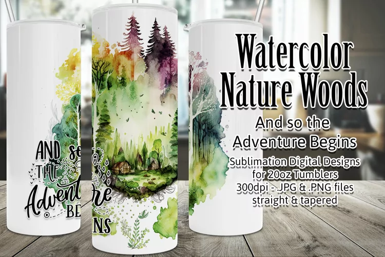 And So the Adventure Begins Tumbler, Watercolor Nature Wrap