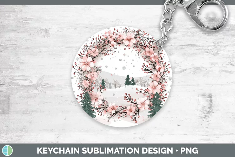 Watercolor Wreath Keychain Sublimation Keyring Designs
