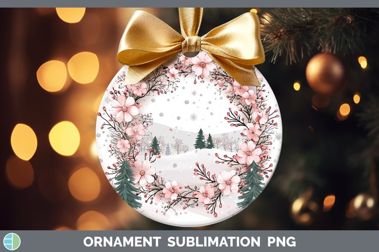 Watercolor Wreath Ornament Sublimation Bauble Designs