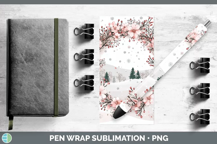 Watercolor Wreath Pen Wrap Sublimation Pen Designs