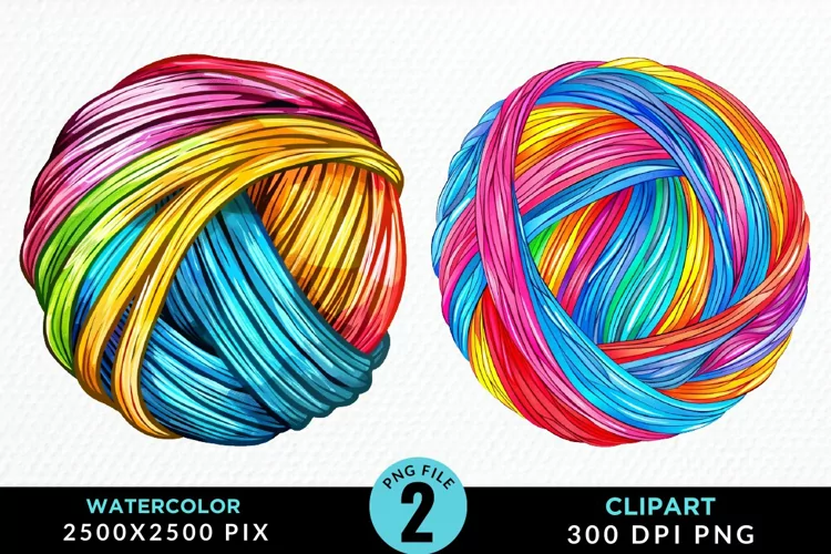 Watercolor Yarn And Wool Fun Clipart
