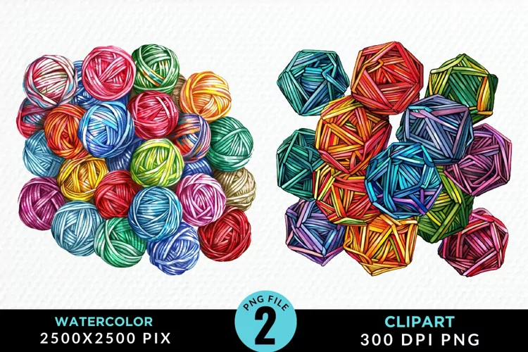 Watercolor Yarn And Wool Fun Clipart