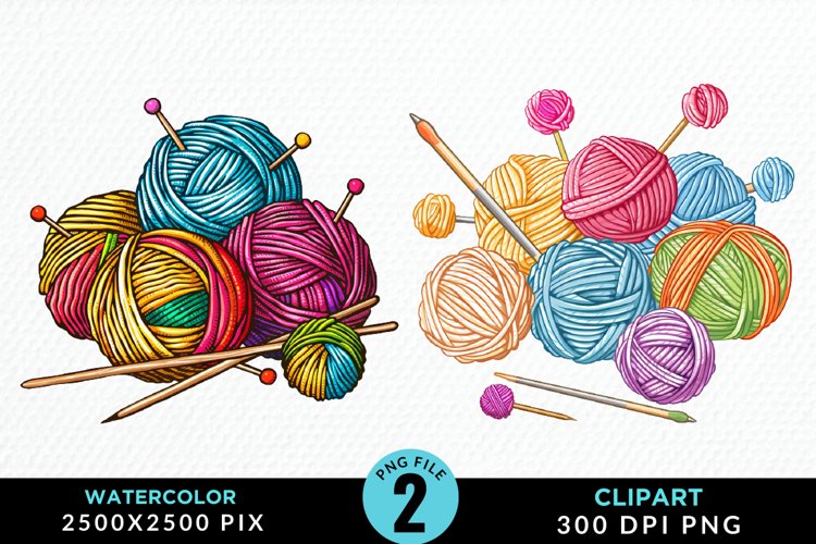 Watercolor Yarn And Wool Set Clipart