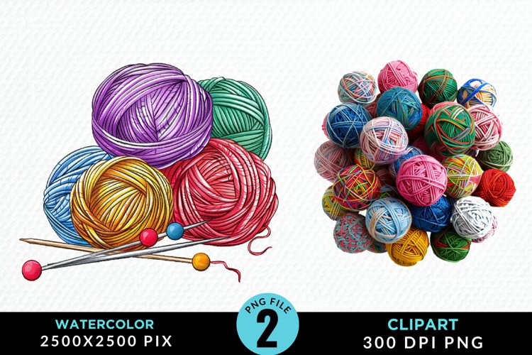 Watercolor Yarn And Wool Set Clipart