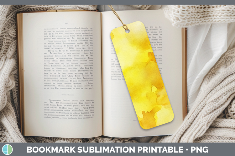 Watercolor Yellow Bookmark Sublimation Printable Designs