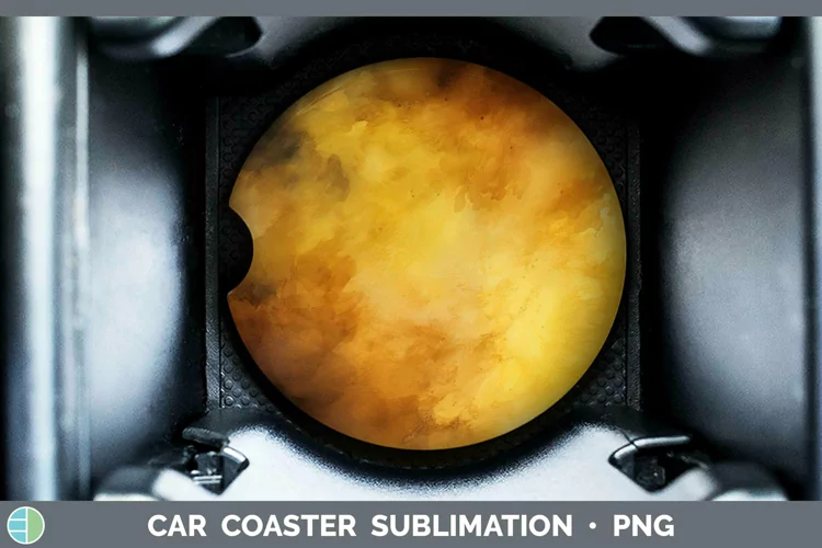 Watercolor Yellow Car Coaster Sublimation Coaster Designs