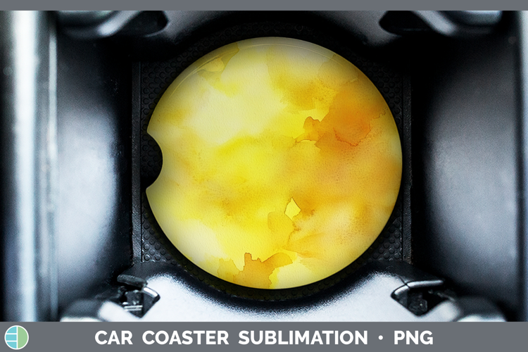Watercolor Yellow Car Coaster Sublimation Designs