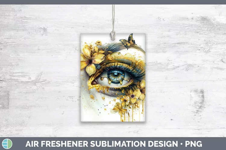 Watercolor Yellow Eye Air Freshener Sublimation Car Freshene