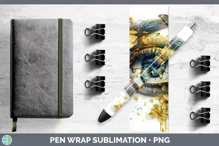 Watercolor Yellow Eye Pen Wrap Sublimation Epoxy Pen Designs