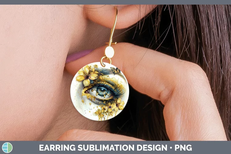 Watercolor Yellow Eye Round Earrings Sublimation Earrings De