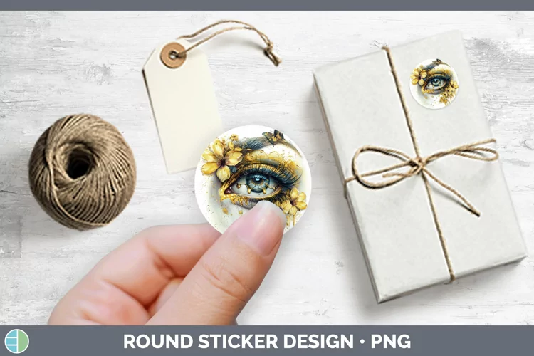 Watercolor Yellow Eye Stickers | Round Labels Designs