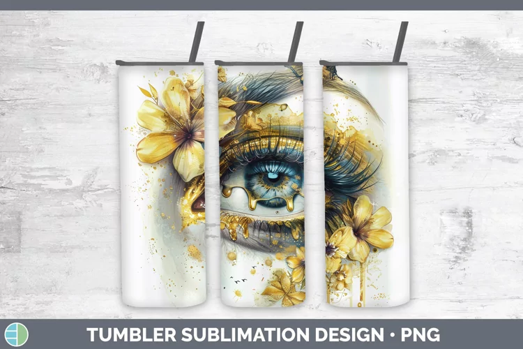 Watercolor Yellow Eye Tumbler Sublimation 20 oz Skinny Tumbl