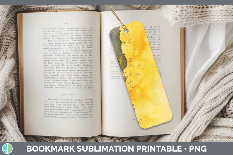 Watercolor Yellow Gray Bookmark Sublimation Printable Design