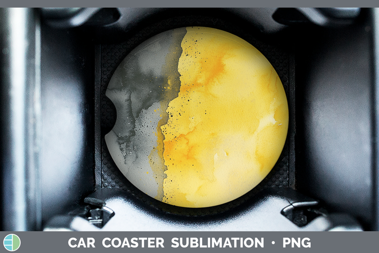 Watercolor Yellow Gray Car Coaster Sublimation Designs
