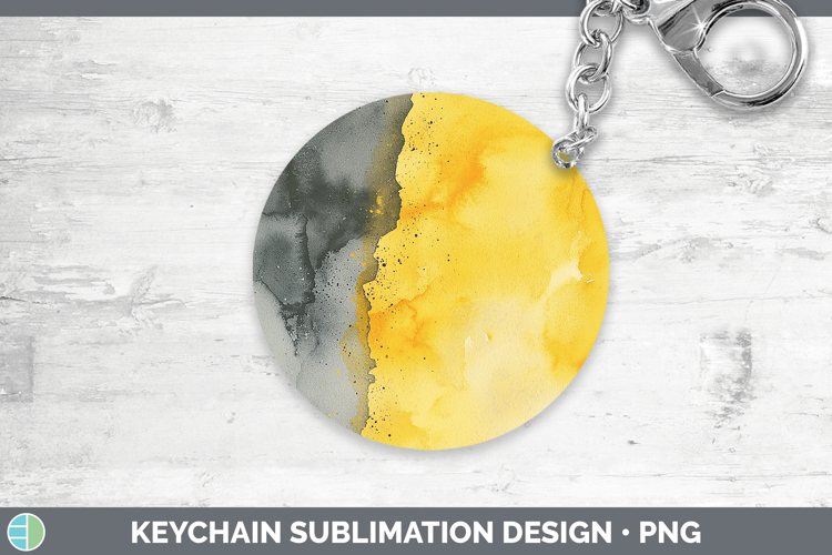 Watercolor Yellow Gray Keychain Sublimation Keyring Designs