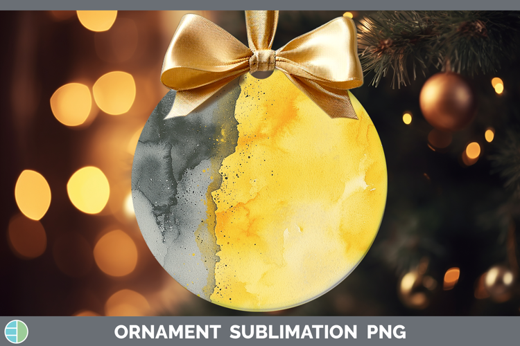 Watercolor Yellow Gray Ornament Sublimation Bauble Designs