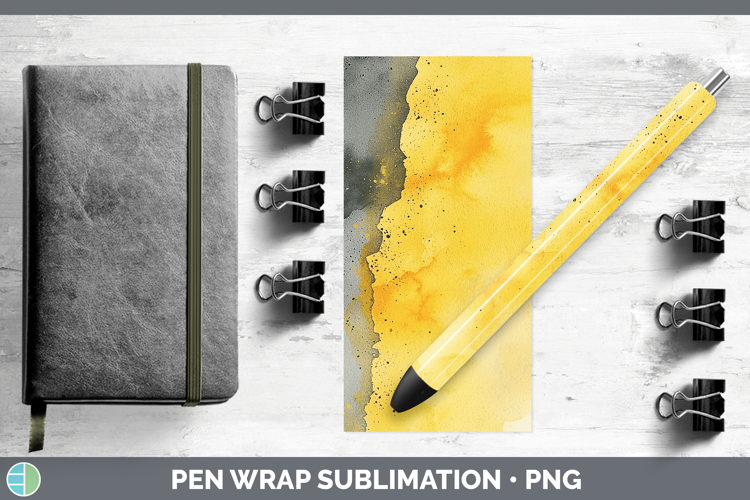 Watercolor Yellow Gray Pen Wrap Sublimation Pen Designs