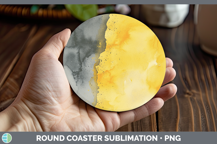 Watercolor Yellow Gray Round Coaster Sublimation Coaster Des