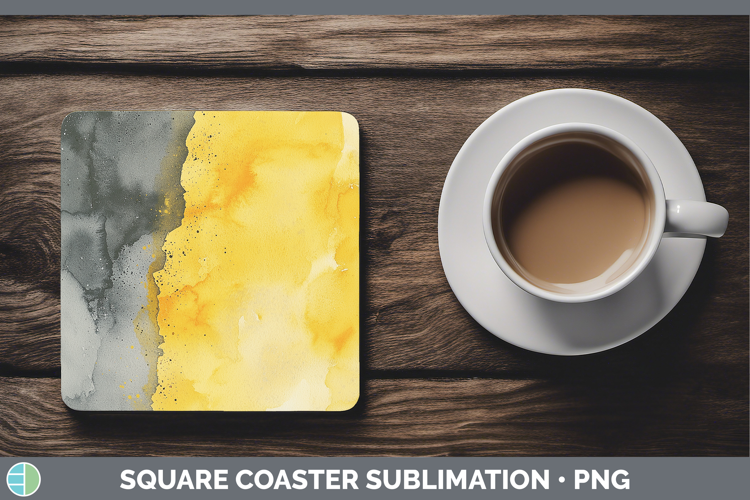 Watercolor Yellow Gray Square Coaster Sublimation Coaster De
