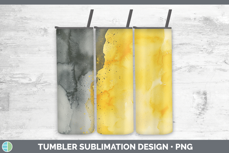 Watercolor Yellow Gray Tumbler Sublimation 20 oz Skinny Tumb