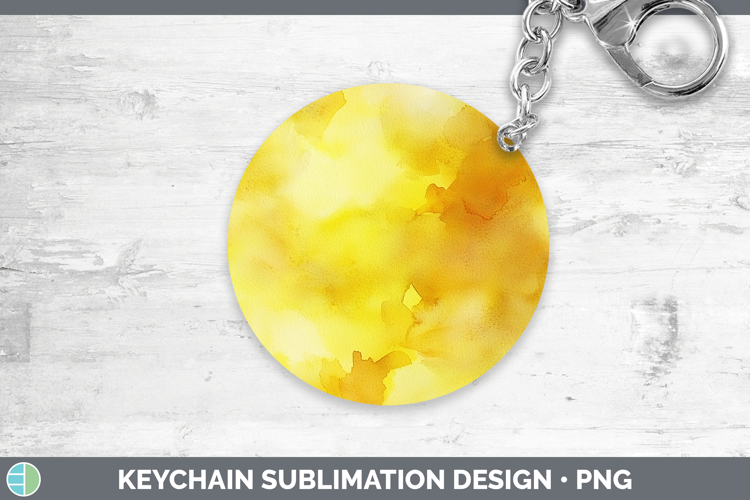 Watercolor Yellow Keychain Sublimation Keyring Designs
