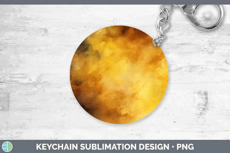 Watercolor Yellow Keychain Sublimation Keyring Designs