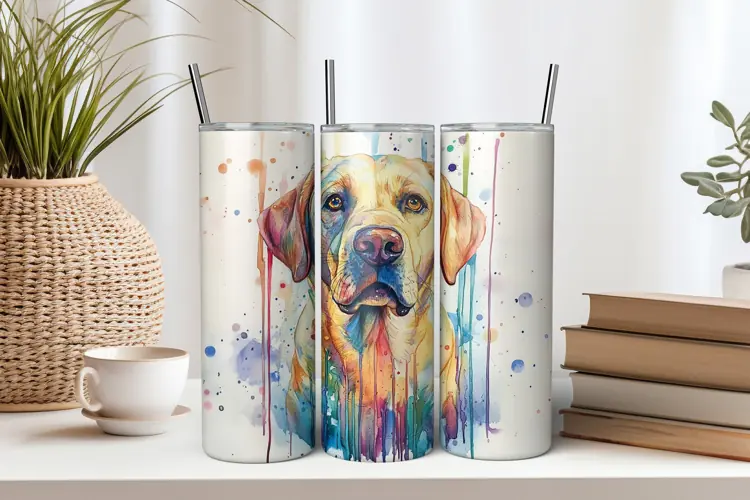 Watercolor Yellow Lab 20oz Tumbler Sublimation PNG