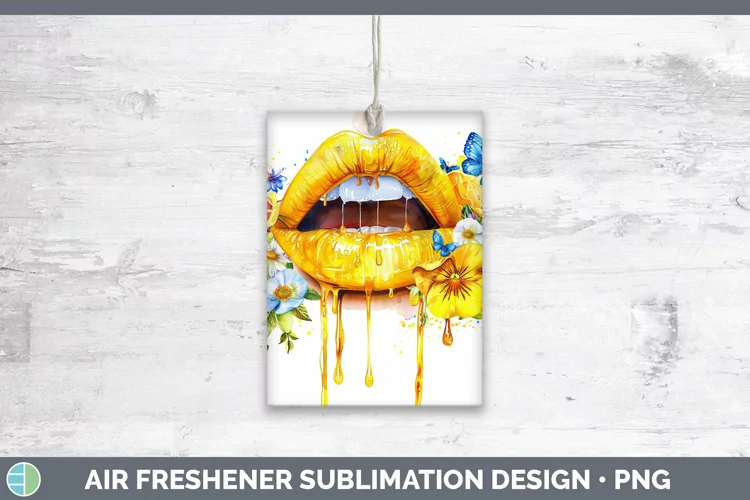 Watercolor Yellow Lips Air Freshener Sublimation Car Freshen