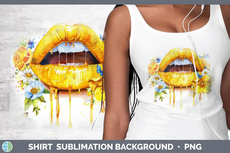 Watercolor Yellow Lips Shirt Sublimation Sublimation Backgro