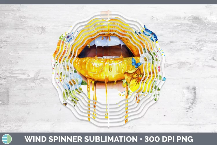Watercolor Yellow Lips Wind Spinner Sublimation Spinner Desi