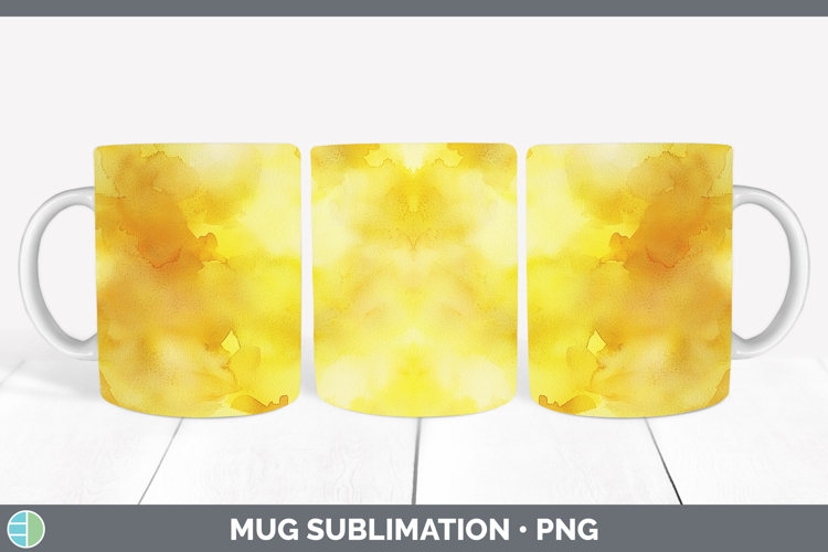 Watercolor Yellow Mug Wrap Sublimation Coffee Cup Designs