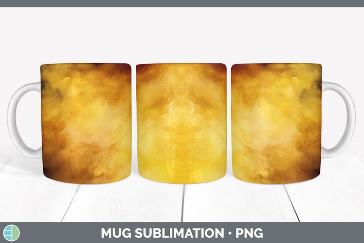 Watercolor Yellow Mug Wrap Sublimation Coffee Cup Designs
