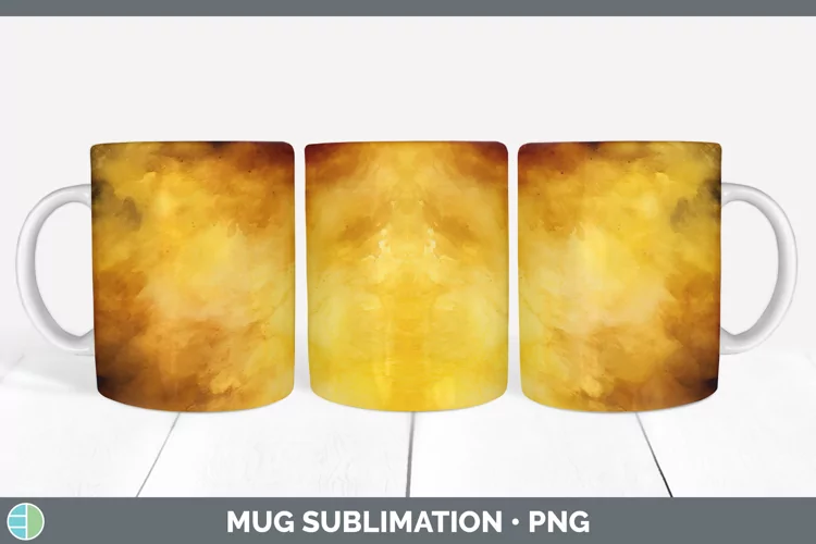 Watercolor Yellow Mug Wrap Sublimation Coffee Cup Designs