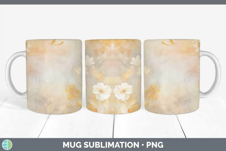 Watercolor Yellow Mug Wrap Sublimation Coffee Cup Designs