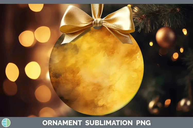 Watercolor Yellow Ornament Sublimation Bauble Designs