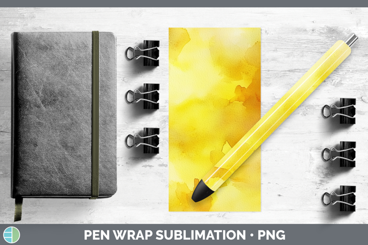 Watercolor Yellow Pen Wrap Sublimation Pen Designs